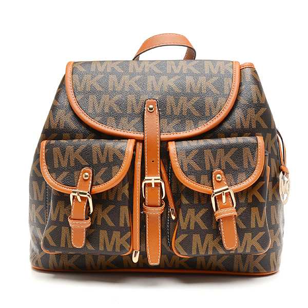 Michael Kors Jet Set Signature PVC Large Brown Backpacks