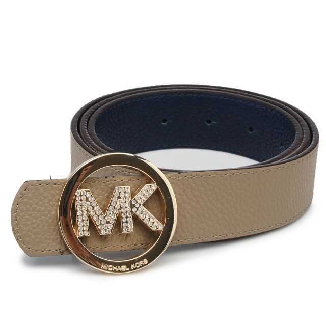 Michael Kors Logo-Medallion Leather Large Beige Belts