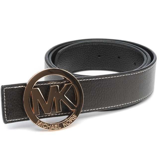 Michael Kors Logo-Medallion Leather Large Black Belts