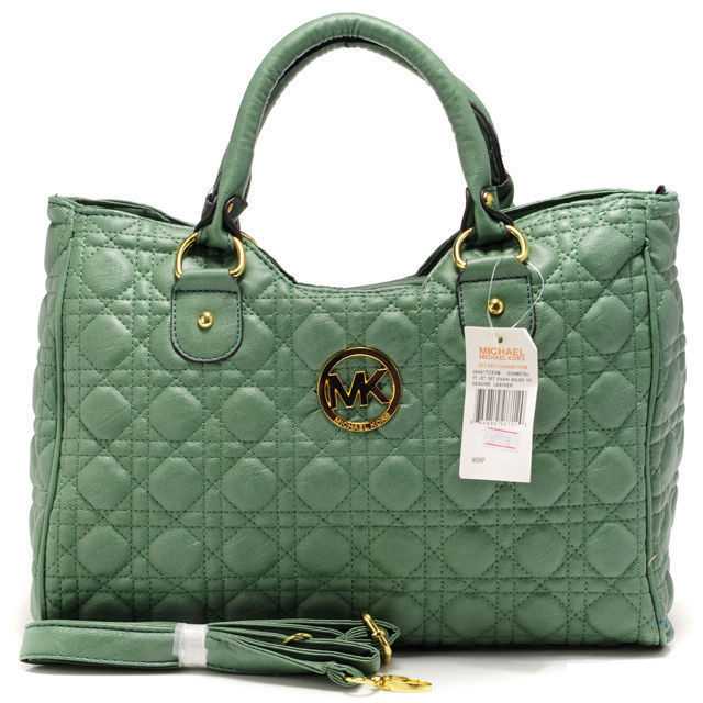 Michael Kors Fulton Quilted Large Green Satchels