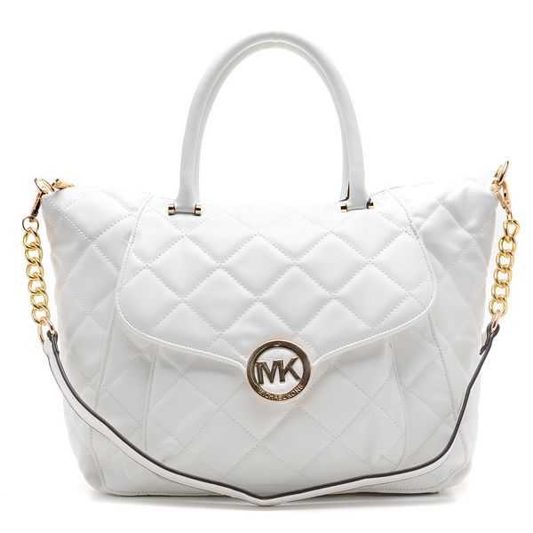 Michael Kors Fulton Quilted Large White Satchels