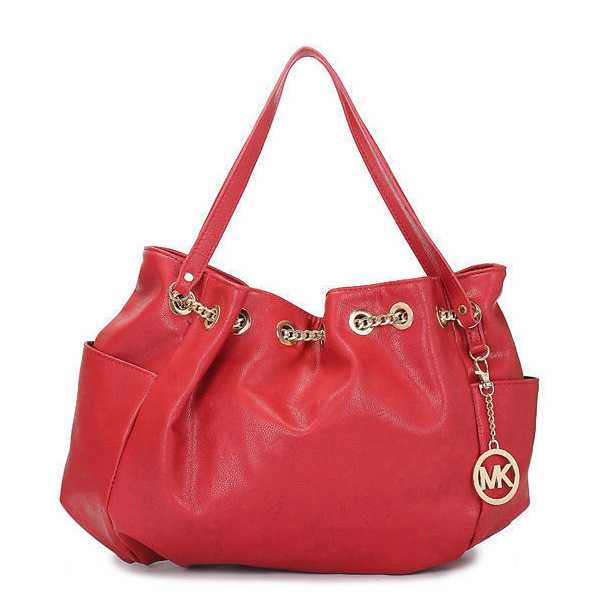 Michael Kors Chain Ring Large Red Shoulder Bags