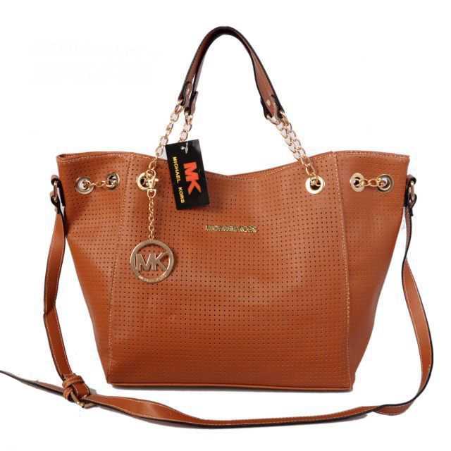 Michael Kors Perforated Chain Large Brown Totes
