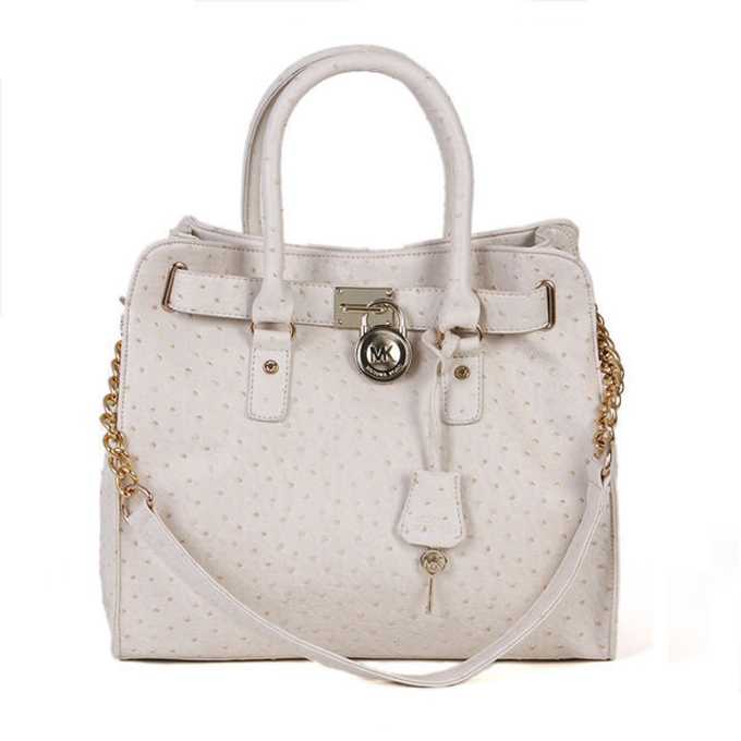 Michael Kors Ostrich-Embossed Large White Totes