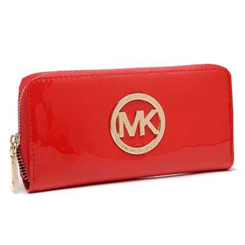 Michael Kors Jet Set Continental Smooth Large Red Wallets