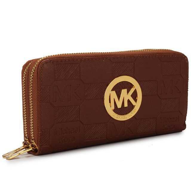 Michael Kors Logo Signature Large Brown Wallets