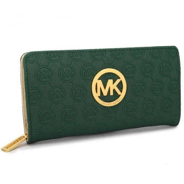 Michael Kors Logo-Print Large Green Wallets