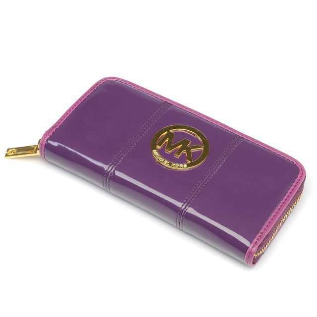 Michael Kors Patent Circle Logo Large Purple Wallets