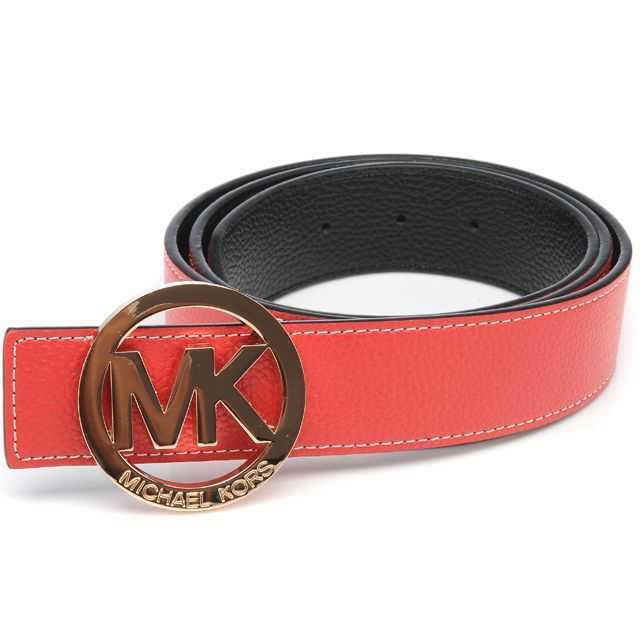 Michael Kors Logo-Medallion Leather Large Red Belts